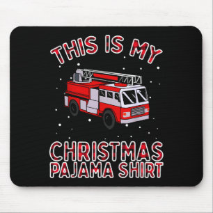 Firefighter Christmas Pajama - Fire Truck Funny Fi Mouse Mat