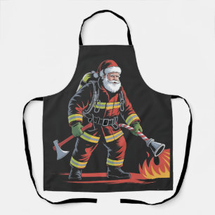 Firefighter Christmas Shirt XMas Funny Santa Apron
