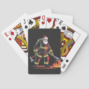 Firefighter Christmas Shirt XMas Funny Santa Playing Cards