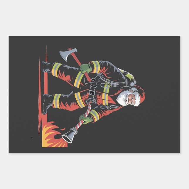 Firefighter Christmas Shirt XMas Funny Santa  Wrapping Paper Sheet (Front)