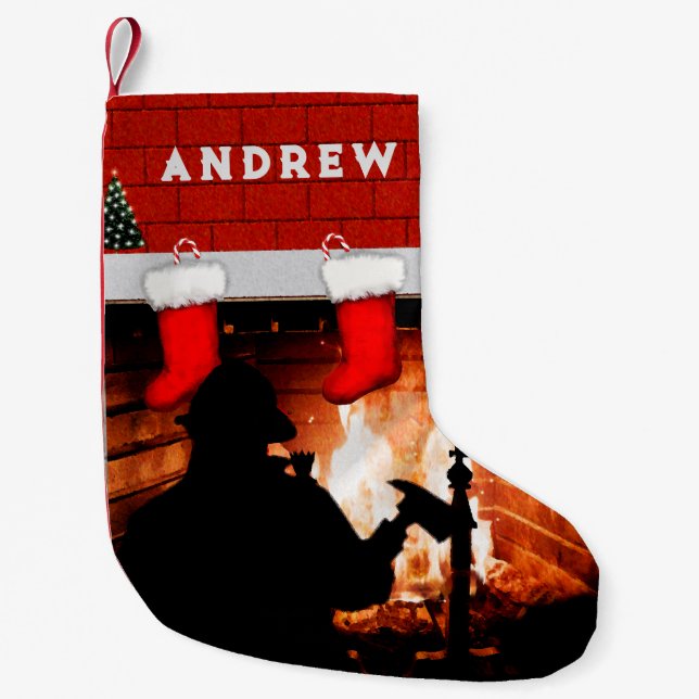 Firefighter Christmas Small Christmas Stocking (Front)