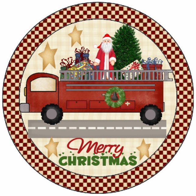 Firefighter Christmas Tree Ornament Photo Sculpture Decoration (Front)