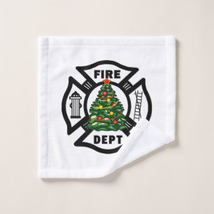 Firefighter Christmas Wash Cloth