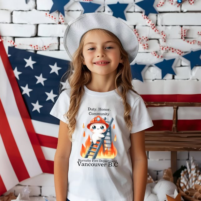 Firefighter climbing ladder at sunset T-Shirt (Creator Uploaded)