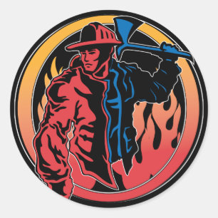 Firefighter Colours Classic Round Sticker
