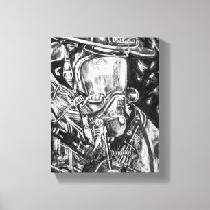 Firefighter - Courage - charcoal drawing Canvas Print