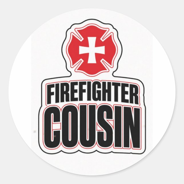 Firefighter Cousin Classic Round Sticker (Front)