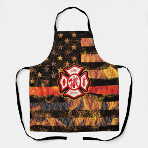 Firefighter Cross and Flames Apron