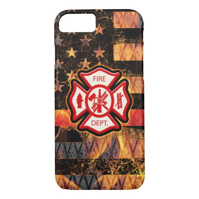 Firefighter Cross and Flames Case-Mate iPhone Case (Back)