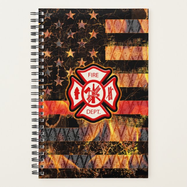 Firefighter Cross and Flames Planner (Front)