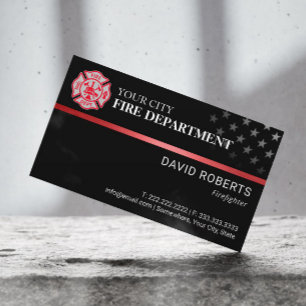 Firefighter Custom Color Fire Department Black Business Card