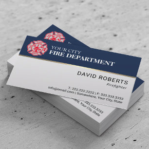 Firefighter Custom Colour Fire Department Logo Nav Business Card