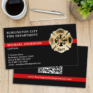 Firefighter Custom Logo QR Code Fire Department Business Card