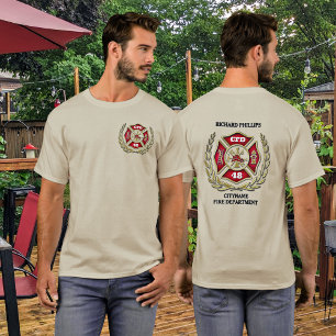 Firefighter Custom Maltese Cross Personalised T-Shirt
