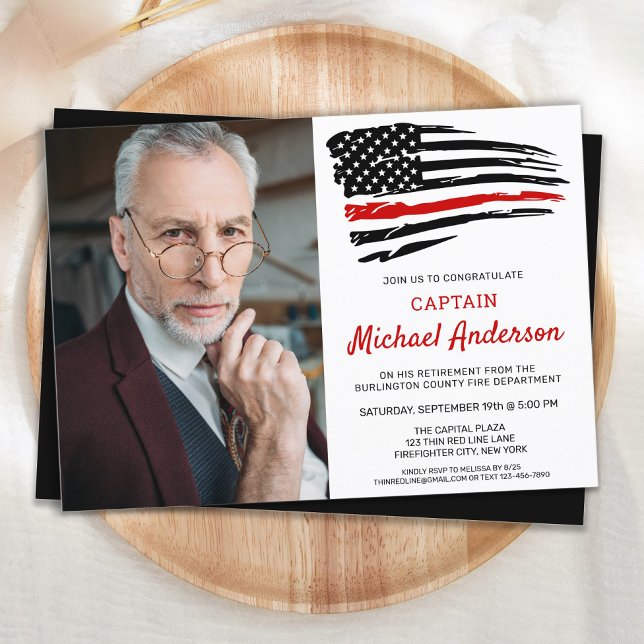 Firefighter Custom Photo Fireman Retirement  Invitation (Creator Uploaded)