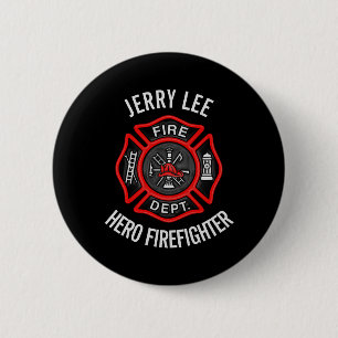 Firefighter Custom Text Name Personalised 6 Cm Round Badge
