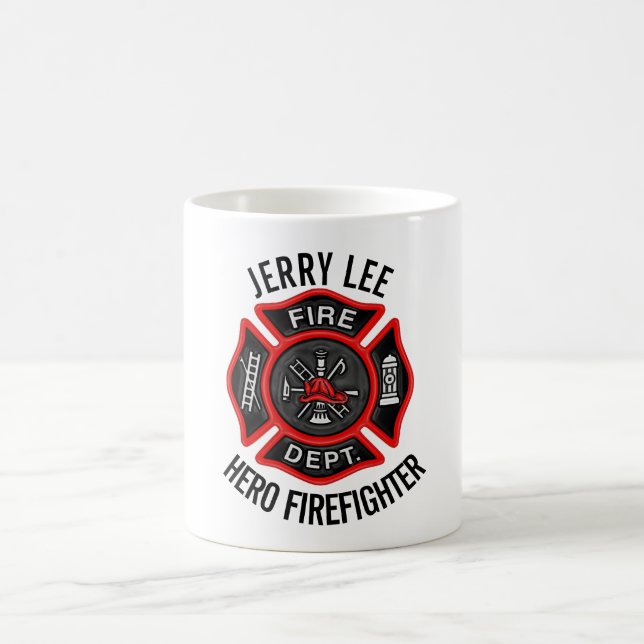 Firefighter Custom Text Name Personalised Coffee Mug (Center)