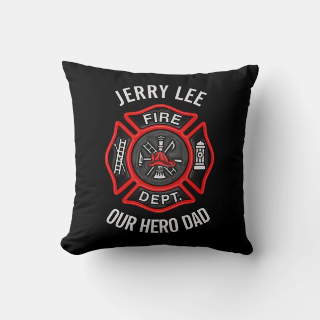Firefighter Custom Text Name Personalised Cushion (Front)
