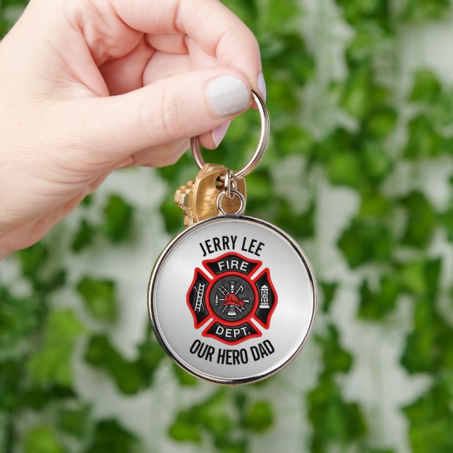 Firefighter Custom Text Name Personalised Key Ring (Hand)