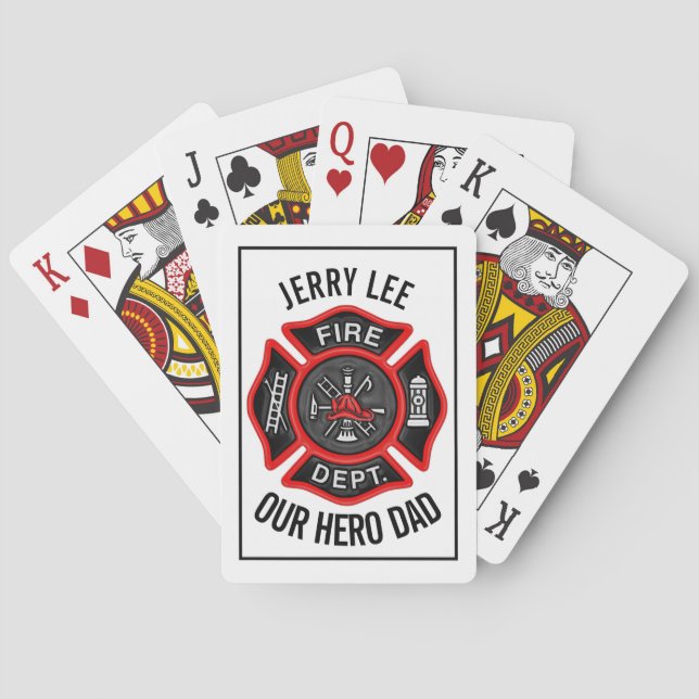 Firefighter Custom Text Name Personalised Playing Cards (Back)