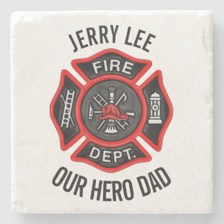 Firefighter Custom Text Name Personalised Stone Coaster