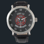 Firefighter Custom Text Name Personalised Watch<br><div class="desc">For your hero firefighter colleagues, dad, boyfriend, husband... ..as a wedding gift, birthday gift, father's-day gift, retirement gift... .and more. Personalise it with recipient's name and any text on the bottom or click the "Customise It" button to go to the design tool where you can resize image, add text, change...</div>