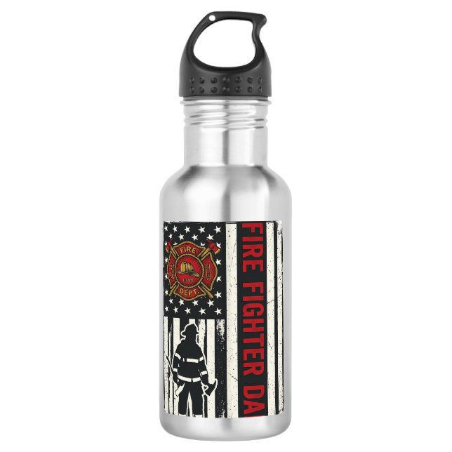 Firefighter Dad Distressed Flag Vector Design_1 710 Ml Water Bottle (Front)