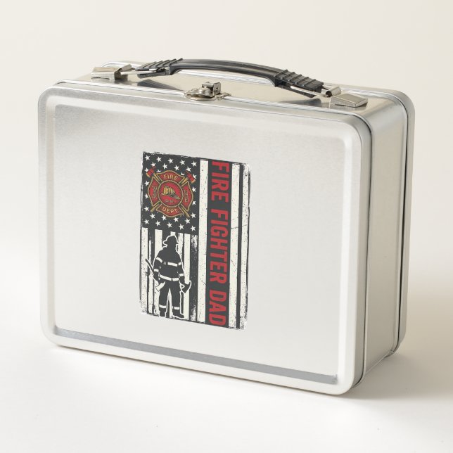 Firefighter Dad Distressed Flag Vector Design_1 Metal Lunch Box (Front)