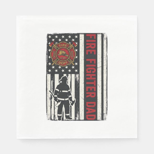 Firefighter Dad Distressed Flag Vector Design_1 Napkin (Front)