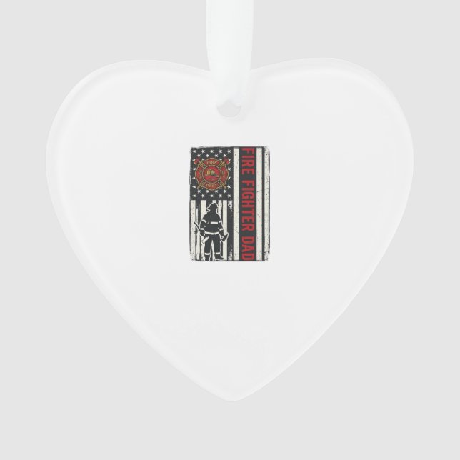 Firefighter Dad Distressed Flag Vector Design_1 Ornament (Front)