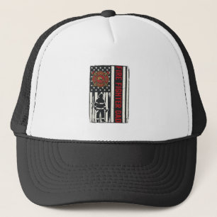 Firefighter Dad Distressed Flag Vector Design_1 Trucker Hat