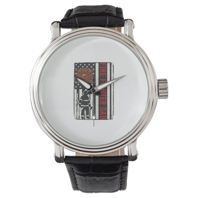 Firefighter Dad Distressed Flag Vector Design_1 Watch (Front)