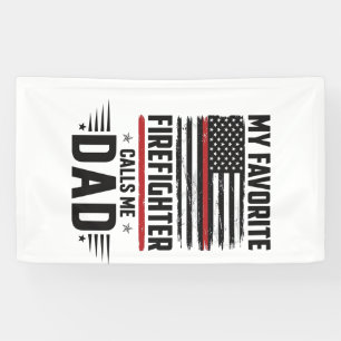 Firefighter Dad Flag Vintage Engraving Design_1 Banner