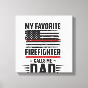 Firefighter Dad Flag Vintage Engraving Design_1 Canvas Print