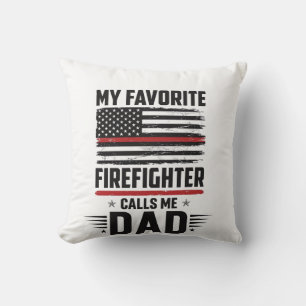 Firefighter Dad Flag Vintage Engraving Design_1 Cushion