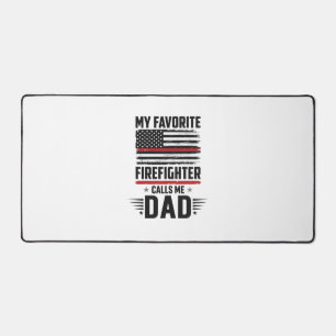 Firefighter Dad Flag Vintage Engraving Design_1 Desk Mat