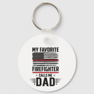 Firefighter Dad Flag Vintage Engraving Design_1 Key Ring