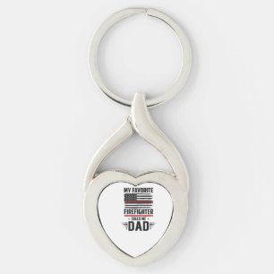 Firefighter Dad Flag Vintage Engraving Design_1 Key Ring