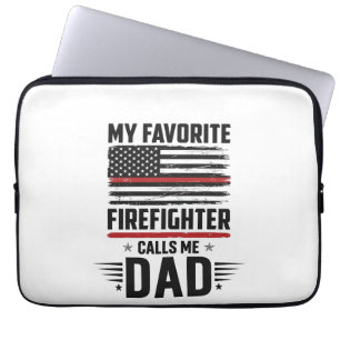 Firefighter Dad Flag Vintage Engraving Design_1 Laptop Sleeve
