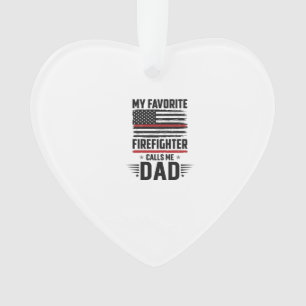 Firefighter Dad Flag Vintage Engraving Design_1 Ornament