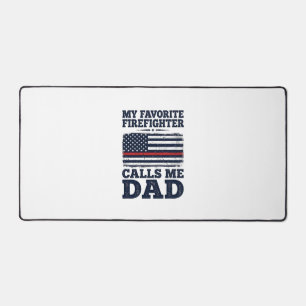 Firefighter Dad Vintage Flag Shirt Design_1 Desk Mat