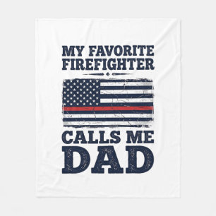 Firefighter Dad Vintage Flag Shirt Design_1 Fleece Blanket
