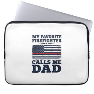 Firefighter Dad Vintage Flag Shirt Design_1 Laptop Sleeve