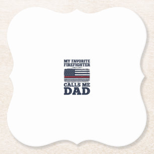 Firefighter Dad Vintage Flag Shirt Design_1 Paper Coaster