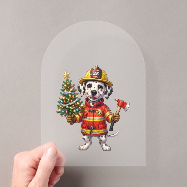 Firefighter Dalmatian Christmas Tree Ornament Acrylic Invitations (Insitu (Handheld))