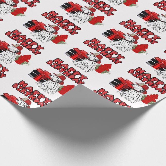 Firefighter Dalmatian Dog Fire Hydrant Birthday Wrapping Paper (Corner)