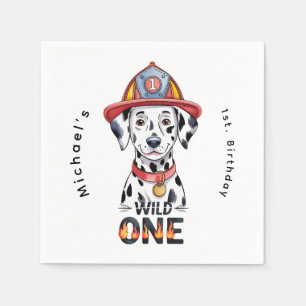 Firefighter Dalmatian Wild One 1st Birthday Party Napkin