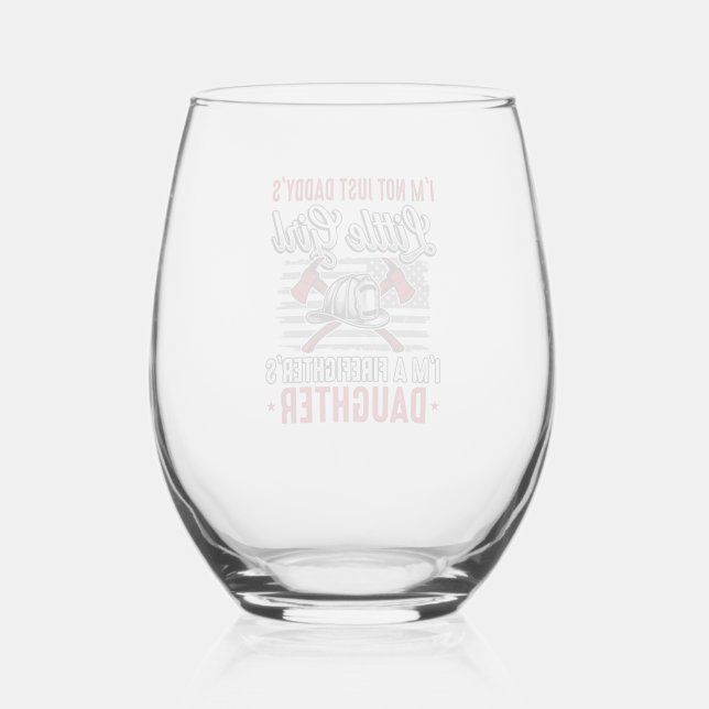 Firefighter Daughter Vintage Stemless Wine Glass (Front)