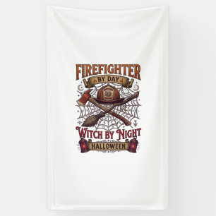 Firefighter Day Witch Night Halloween Helmet Axe B Banner
