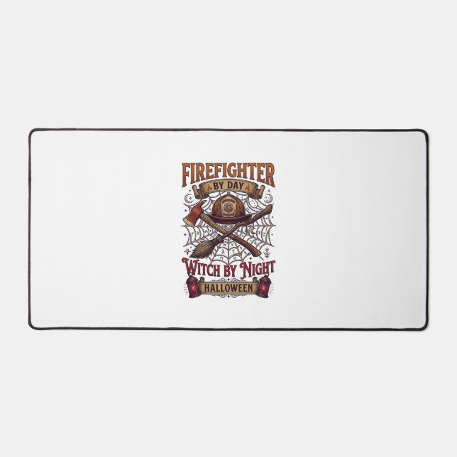 Firefighter Day Witch Night Halloween Helmet Axe B Desk Mat (Front)